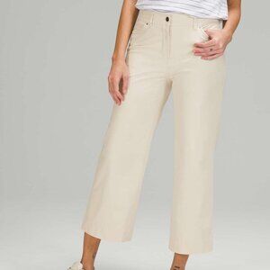 Lululemon City Sleek 5 Pocket Wide Leg High Rise 7/8 Pants White Opal 33
